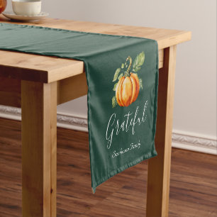 Dankbarer Pumpkin Personalisierter Erntedank Kurzer Tischläufer