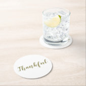 Dankbarer schlauer, moderner Script-Erntedank Runder Pappuntersetzer (Vor Ort)