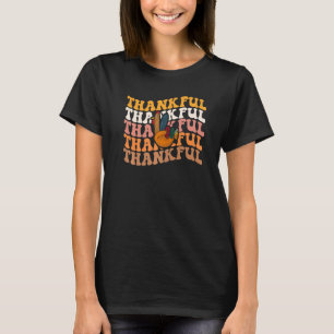 Dankbarer Truthahn Friedenshandzeichen Retro Groov T-Shirt