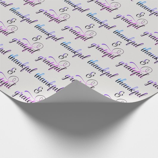 Dankbarer und dankbarer Extravaganter Text Geschenkpapier (Ecke)