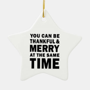 Dankbarer und fröhlicher moderner Weihnachtsstern Keramik Ornament