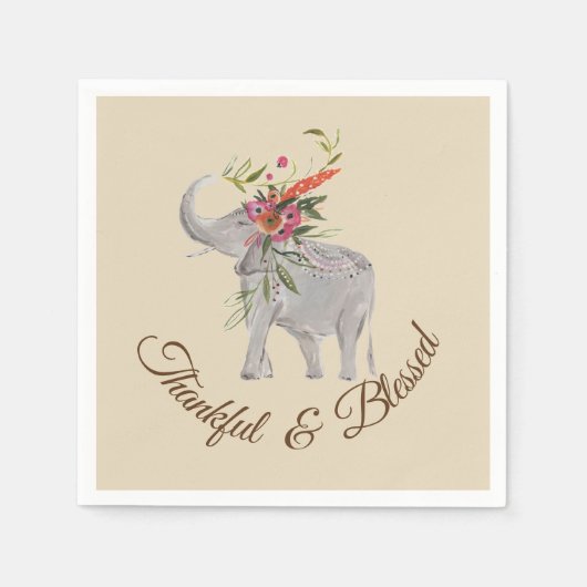 Dankbarer und gesegneter ElefantenErntedank Serviette (Vorderseite)
