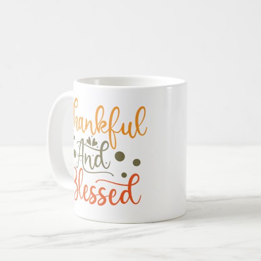 Dankbarer und gesegneter Erntedank Kaffeetasse (Vorderseite Links)