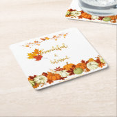 Dankbarer und gesegneter Goldener Script-Erntedank Rechteckiger Pappuntersetzer (angewinkelt)