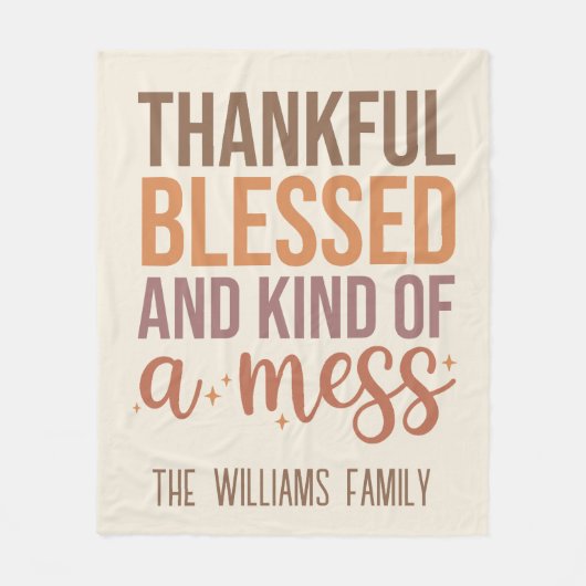 Dankbarer und gesegneter Text Gemütlicher Herbst H Fleecedecke (Vorderseite)