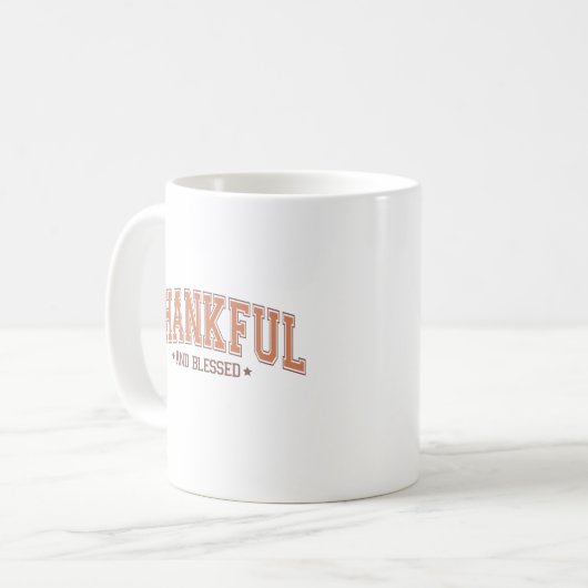 Dankbarer und gesegneter Uni Inspirierter Brief Kaffeetasse (Vorderseite Links)