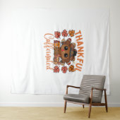 Dankbarer und koffeinierter, lustiger Erntedank-Ka Wandteppich (Beispiel (Horizontal))