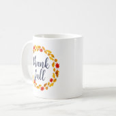 Dankbarer Wasserfarben-Herbstlaubkranz Kaffeetasse (Vorderseite Links)