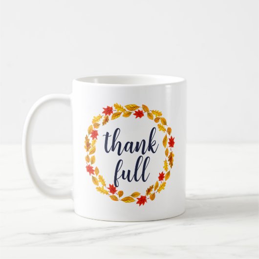 Dankbarer Wasserfarben-Herbstlaubkranz Kaffeetasse (Links)