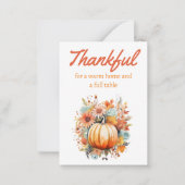 dankbarer Wasserfarbenkürbis Erntedank-Haushalt Mitteilungskarte (Vorderseite)