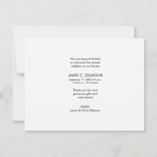 Dankbares Baby Foto Geburtserklärung Ankündigung (Rückseite)