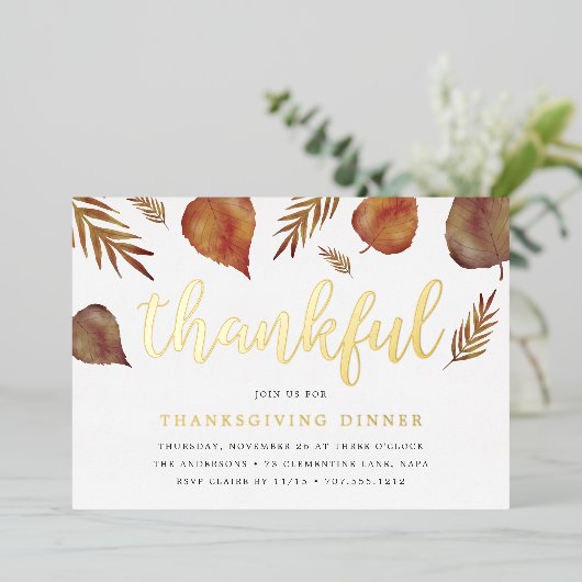 Dankbares Blatt | ERNTEDANK Folieneinladung (Stehend vorne)