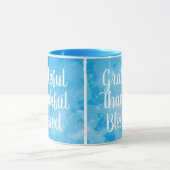 Dankbares dankbares gesegnetes blaues Aquarell Tasse (Zentrum)