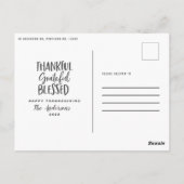 Dankbares, dankbares, gesegnetes Erntedank Foto Postkarte (Rückseite)