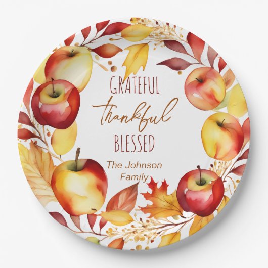 Dankbares Dankbares gesegnetes Geschirr für Ernted Pappteller (Vorderseite)