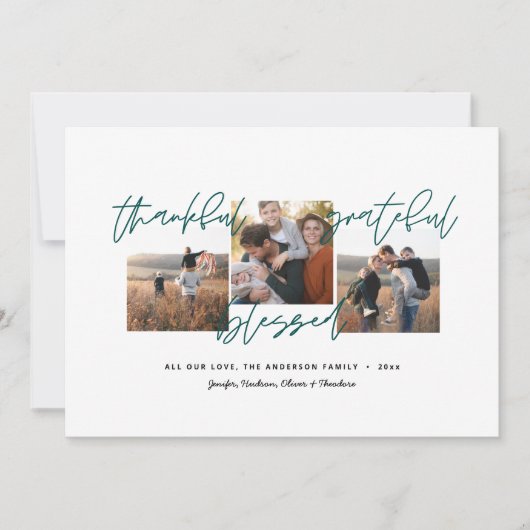 dankbares, dankbares, gesegnetes modernes minimale ankündigung (Vorderseite)