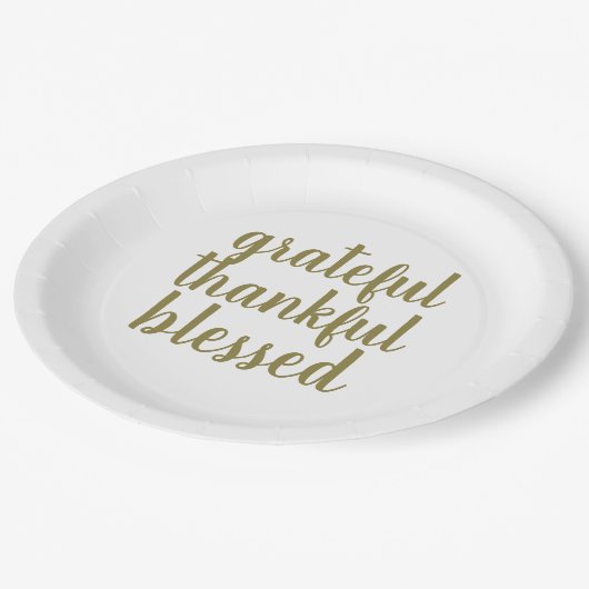 Dankbares dankbares gesegnetes pappteller (Schrägansicht)