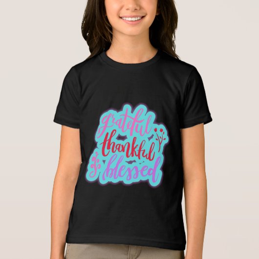 Dankbares Dankbares gesegnetes Zitat Tri-Blend Shirt (Vorderseite)