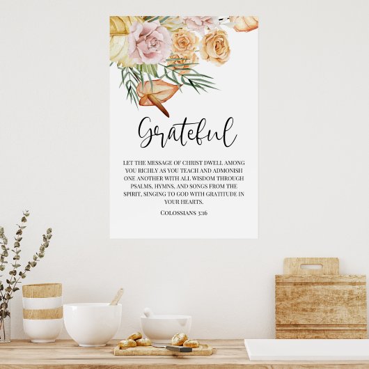 Dankbares Danksagungspapier Poster (Küche)