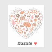 Dankbares Drehbuch, Fall Floral und Pumpkin Herz Aufkleber (Blatt)