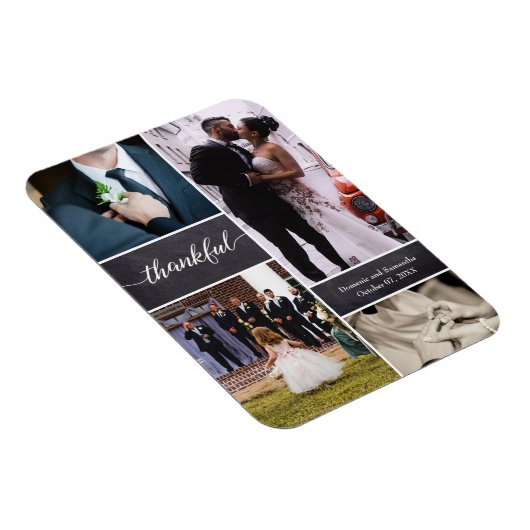 Dankbares Drehbuch Rustic Wedding Foto Collage Magnet (Rechte Seite)