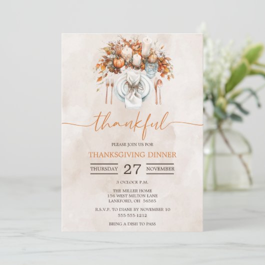 Dankbares Erntedank Dinner Einladung (Stehend Vorderseite)