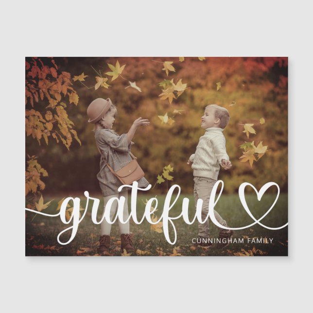 Dankbares Erntedank Simple Family Foto Magnetkarte (Vorderseite)