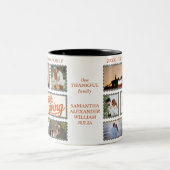 Dankbares Familienfoto Collage Party für Erntedank Zweifarbige Tasse (Mittel)