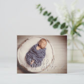 Dankbares Foto Filter Geburtshinweis Postcard Ankündigungspostkarte (Stehend Vorderseite)