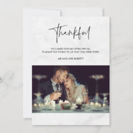 Dankbares Foto Gray Marble Wedding Dankeschön Card Dankeskarte