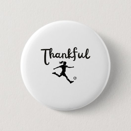 Dankbares Fußballspieler-Mädchen Thanksgiving Foot Button (Vorderseite)