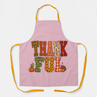 Dankbares gemustertes Buchstaben Thanksgiving-Desi Schürze