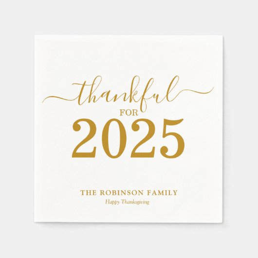 Dankbares Gold Script Personalisierter Erntedank Serviette (Vorderseite)