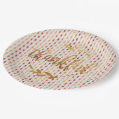 Dankbares Goldmulti ovale Punkte - Pappteller (Schrägansicht)
