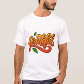 Dankbares Gradient Script mit Blätter T-Shirt (Vorderseite)