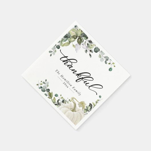 Dankbares Greenery Pumpkin Erntedank Dinner Serviette (Ecke)