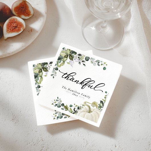 Dankbares Greenery Pumpkin Erntedank Dinner Serviette