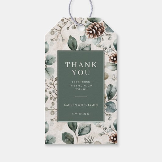 Dankbares Grün Botanisch Geschenkanhänger (Vorderseite)
