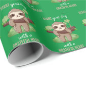 Dankbares Heart Sloth Wrapping Paper Geschenkpapier (Rolleneckpunkt)
