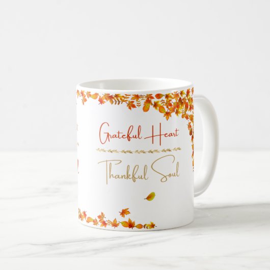 Dankbares Herz Dankbare Seele Tasse – Minimal Herb (VorderseiteRechts)