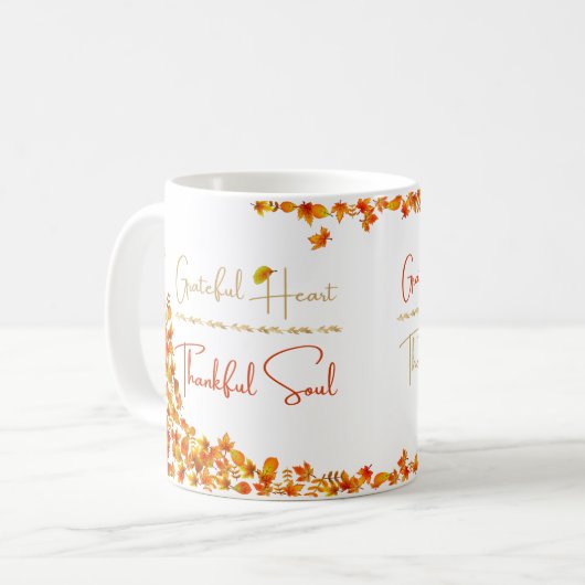 Dankbares Herz Dankbare Seele Tasse – Minimal Herb (Vorderseite Links)