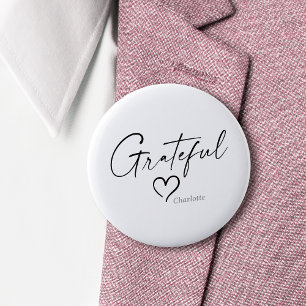Dankbares Herz   Ihr Name Minimal Tinte Script Button