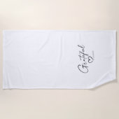 Dankbares Herz | Ihr Name Minimal Tinte Script Strandtuch (Vorderseite)