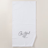 Dankbares Herz | Ihr Name Minimal Tinte Script Strandtuch (Vorderseite)