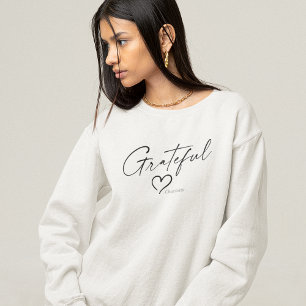 Dankbares Herz Ihr Name Minimal Tinte Script Sweatshirt