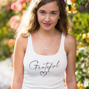 Dankbares Herz Ihr Name Minimal Tinte Script Tank Top