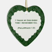 Dankbares Herz-personalisiertes grünes Geschenk Keramikornament (Rechts)