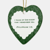 Dankbares Herz-personalisiertes grünes Geschenk Keramikornament (Links)