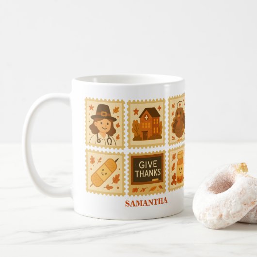 Dankbares KrankenCollage | Fall Kaffeetasse (Mit Donut)