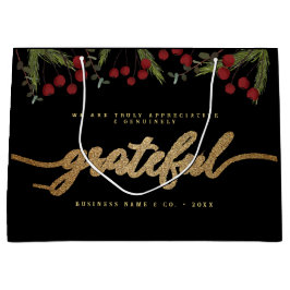 Dankbares modernes Skript Holly Pine Firmenlogo Große Geschenktüte